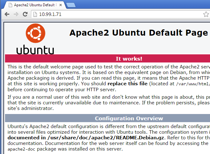Default Apache2 page