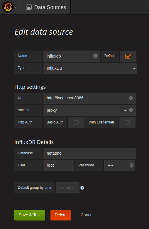 Grafana - Data source setup