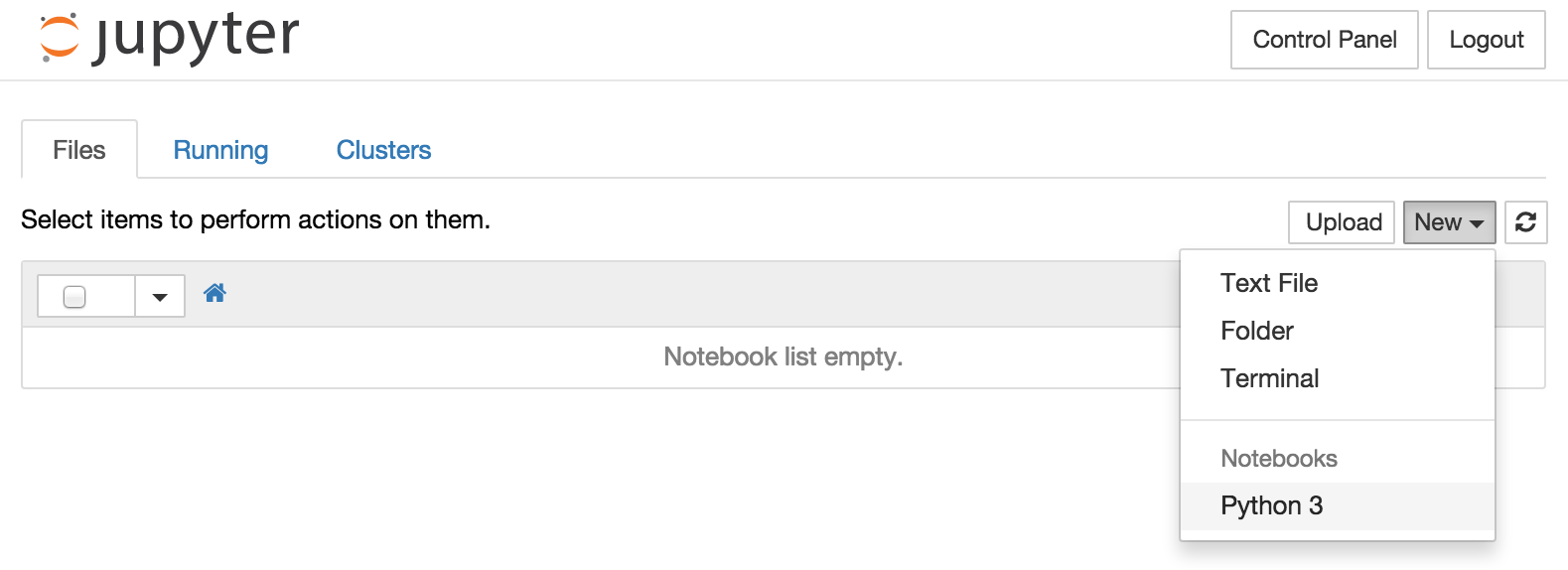 Jupyter - notebook list empty